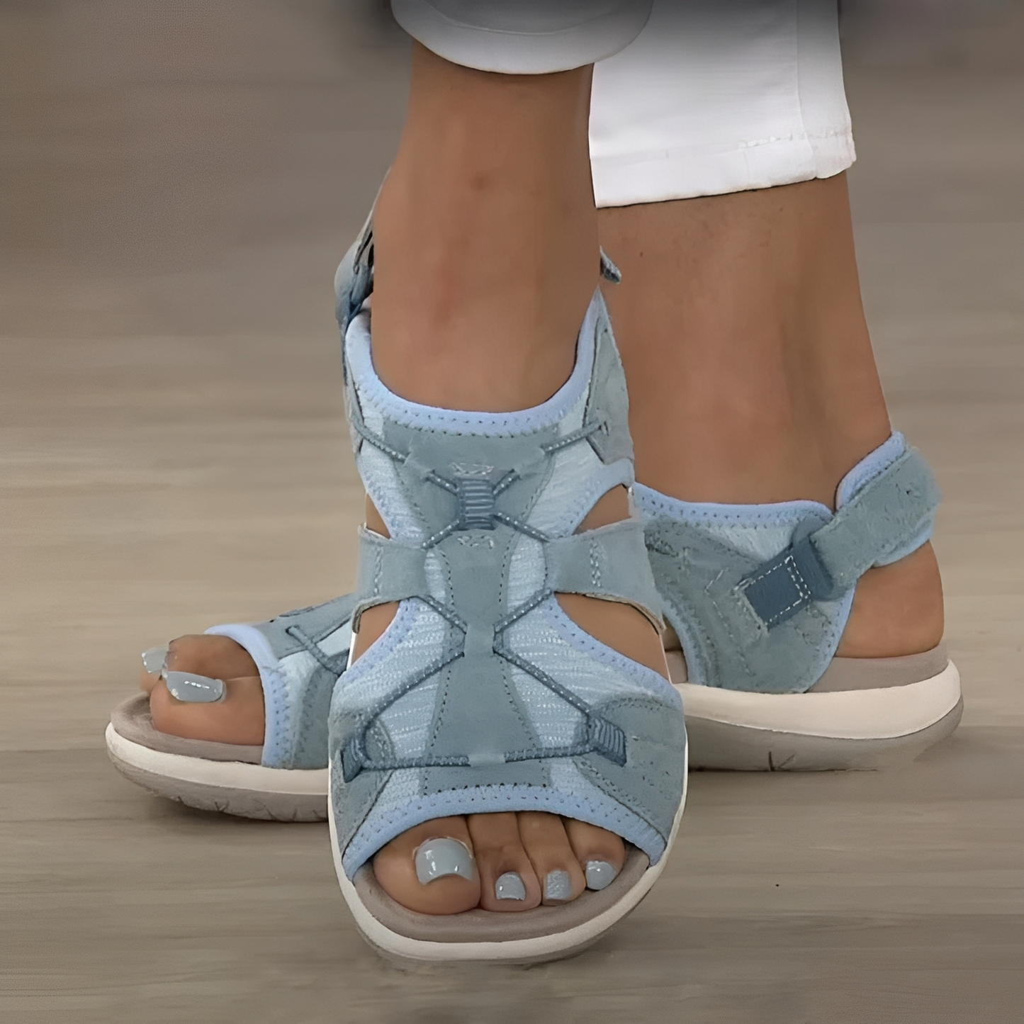 Damen Sommersandalen Edel Leder Beige - Norvielle