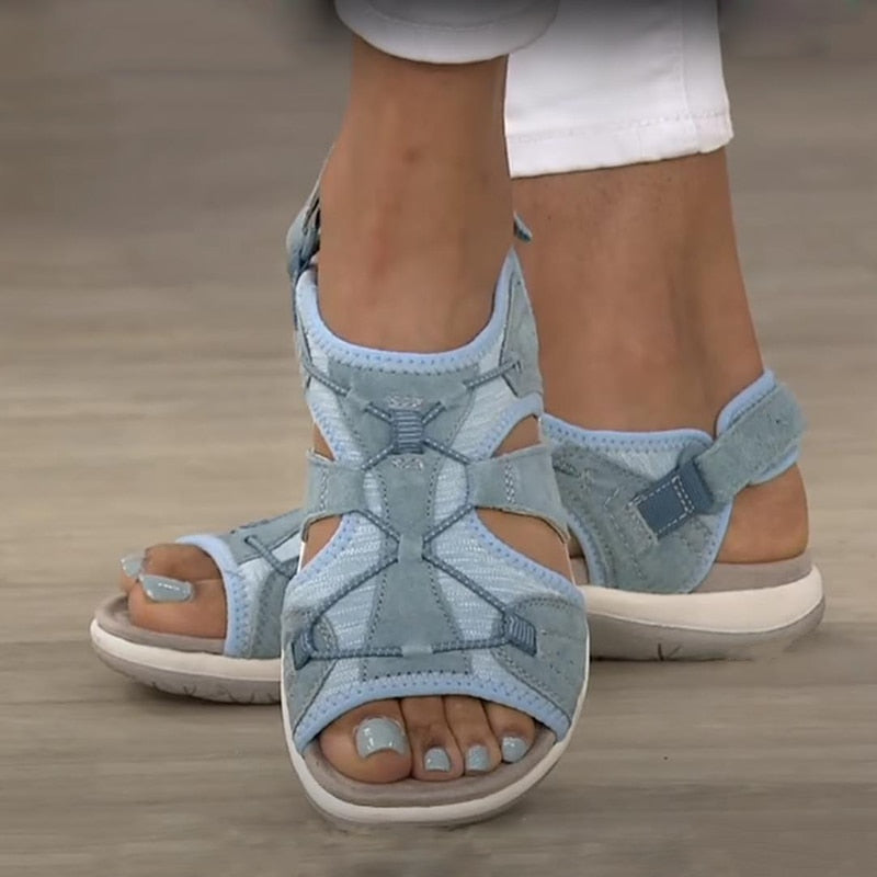 Orthopädische Sandalen Klettverschluss Riemen Schwarz - Norvielle