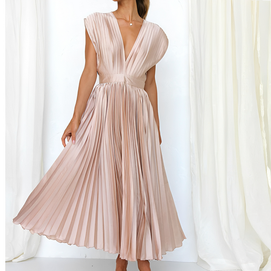 Damenkleid V-Ausschnitt Elegantes Kleid Schwarz - Norvielle