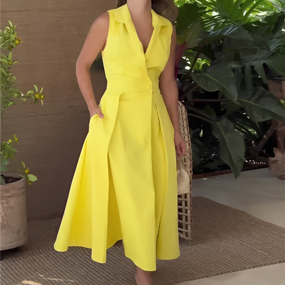 Diola Damenkleid V-Ausschnitt Stoff