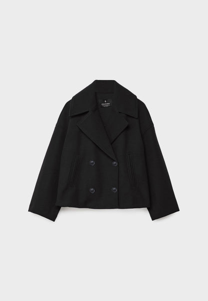 Damen Kurzjacke Reverskragen Doppelreiher Elegante Unifarbe