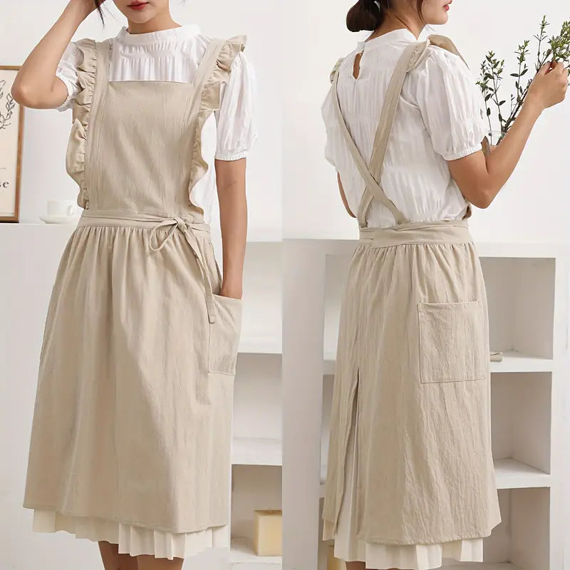 Retro Schürze mit Rüschen und Taschen Damen - Norvielle
