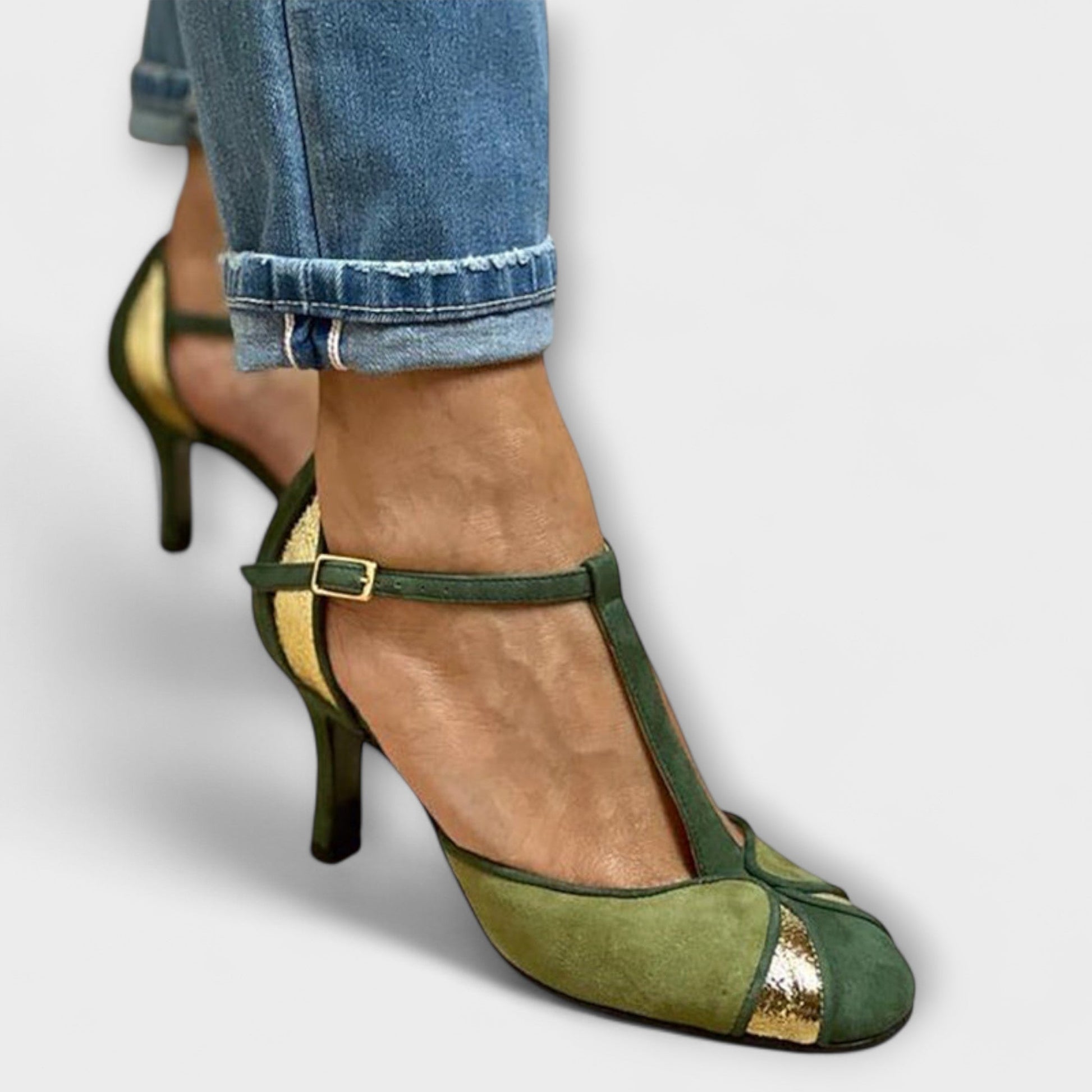 Damen Sandalen Patchwork T-Strap Geschlossene Zehe - Norvielle