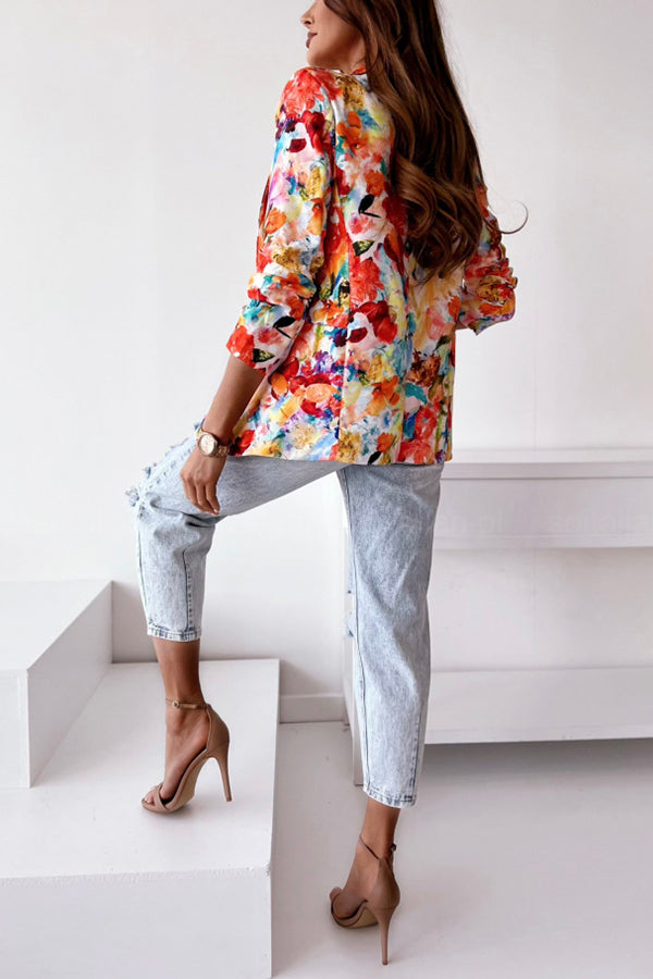 Norvielle Damen Blazer Freizeitanzug Florale Revers - Norvielle