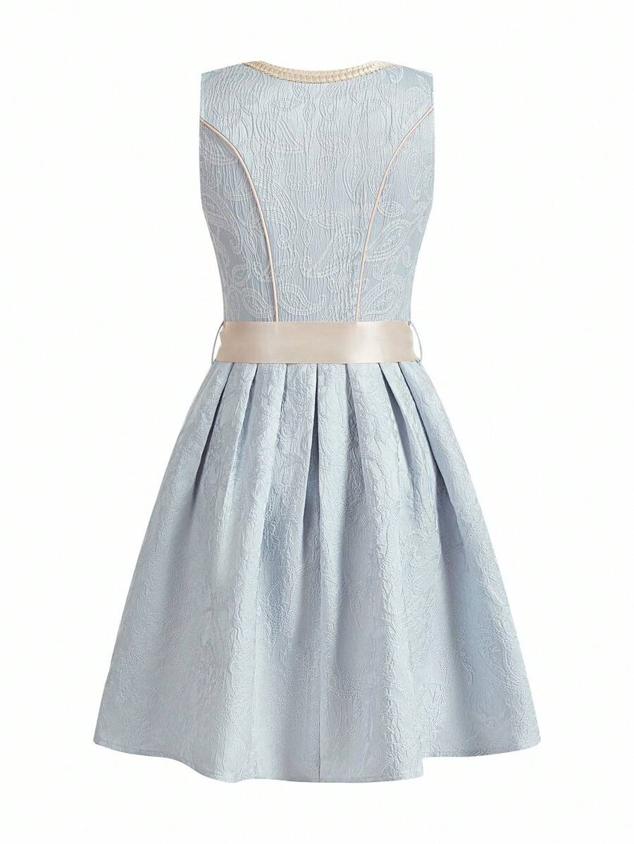 Damen Trachtenkleid Midi Dirndl mit Spitze und Schürze