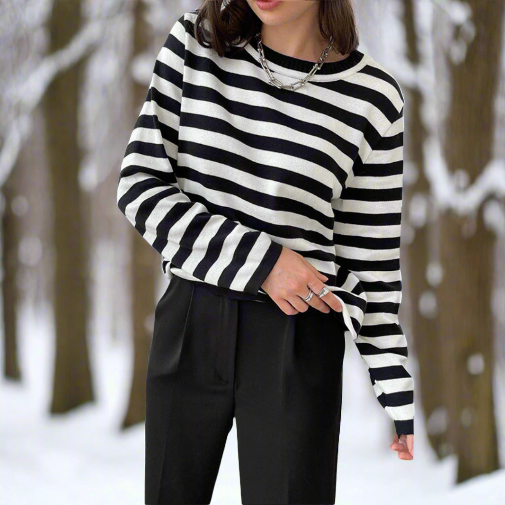 Damen Langarmshirt Lässig Gestreift