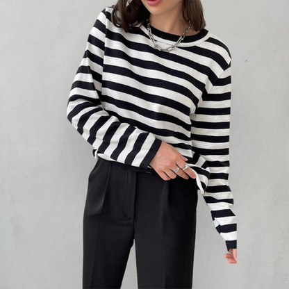 Norvielle Damen T-Shirt Gestreift Leichter Stoff