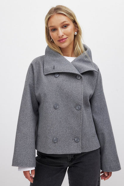 Damen Kurzmantel Doppelreihig Eleganter Trenchcoat