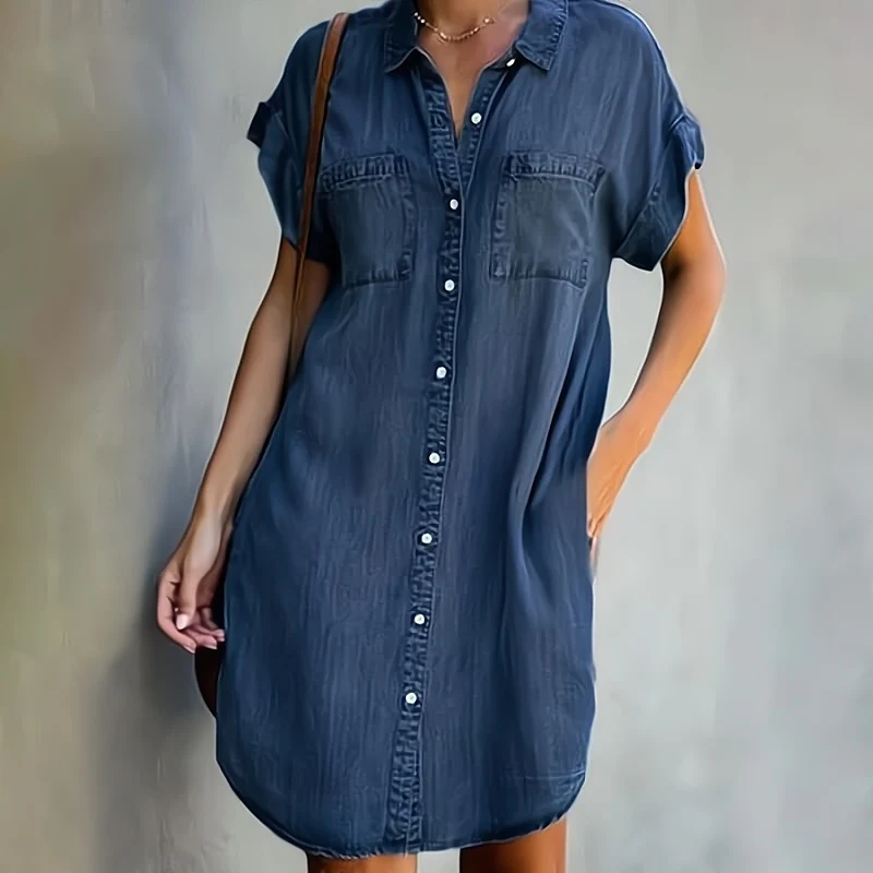 Damen Jeanskleid Mit Knöpfen