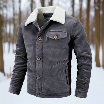 Herren Cordjacke Klassischer Fit Shearling-Kragen