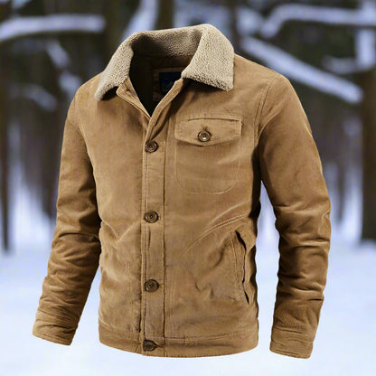 Herren Cordjacke Klassischer Fit Shearling-Kragen