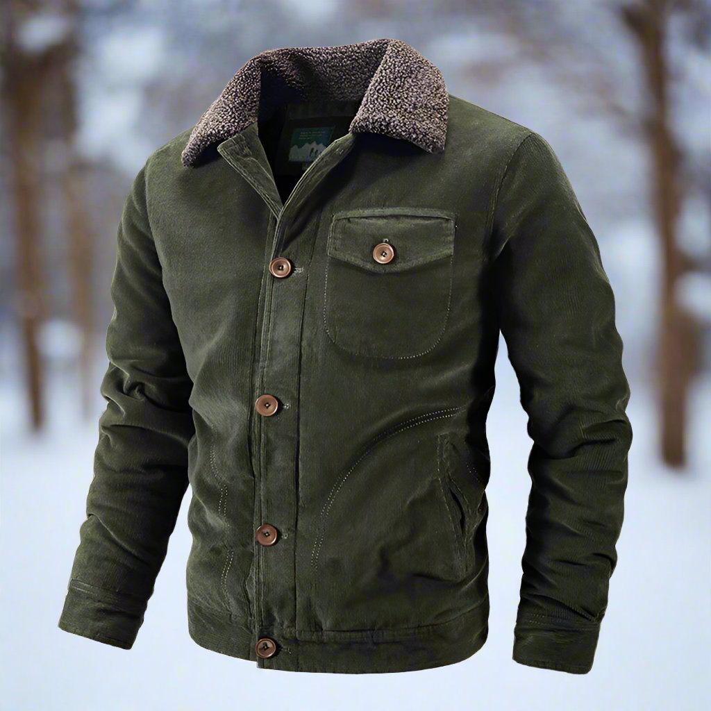 Herren Cordjacke Klassischer Fit Shearling-Kragen