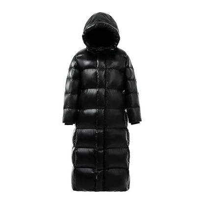 Damen Winterdaunenjacke Lang Mantel Gesteppt Kapuze