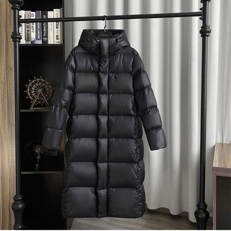 Damen Winterdaunenjacke Lang Mantel Gesteppt Kapuze - Norvielle