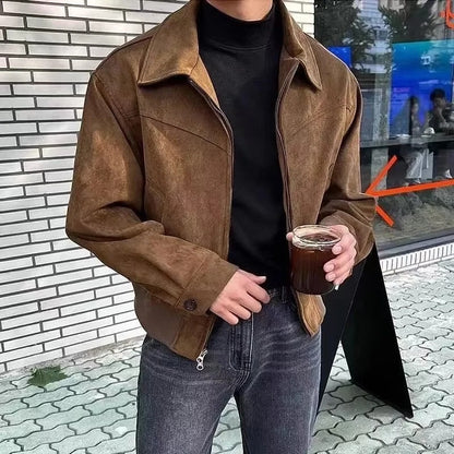 Herren Vintage-Jacke Klassischer Kragen Reißverschluss
