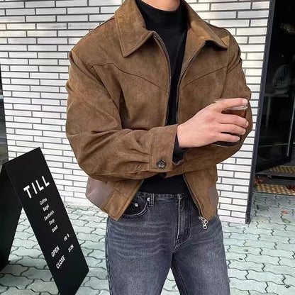 Herren Vintage-Jacke Klassischer Kragen Reißverschluss