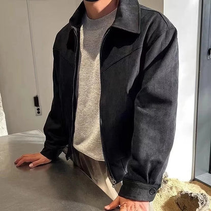 Herren Vintage-Jacke Klassischer Kragen Reißverschluss