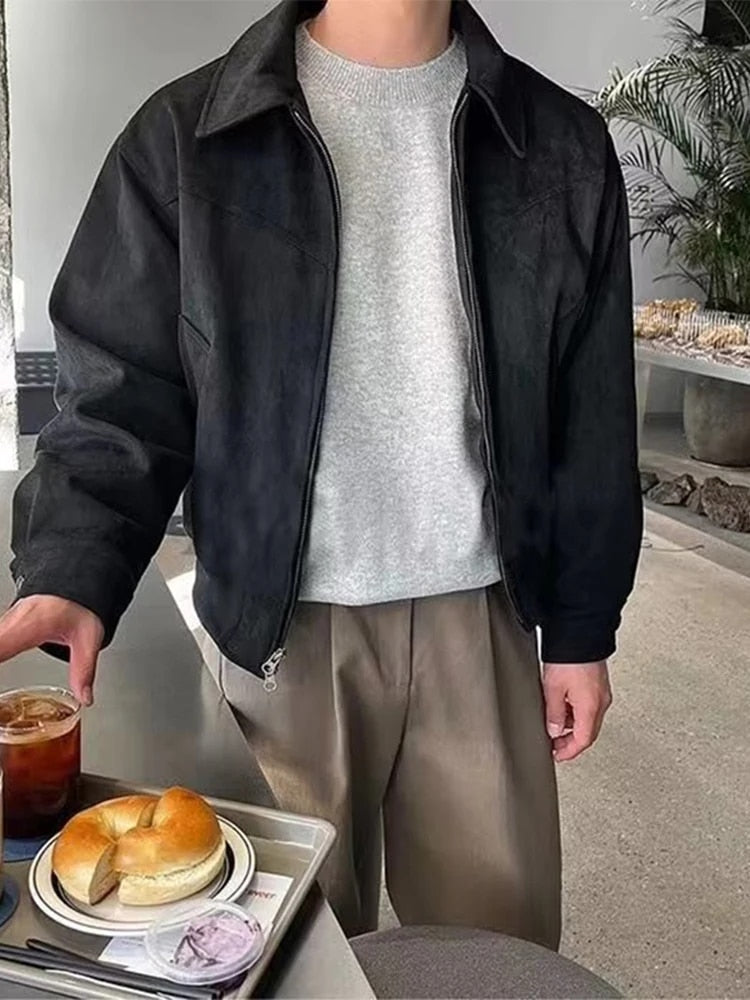 Herren Vintage-Jacke Klassischer Kragen Reißverschluss