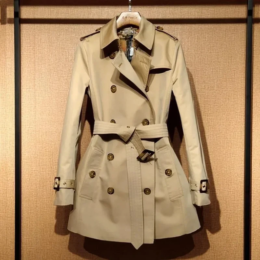 Herren Trenchcoat Slim Fit Doppelreihig Kurz Mit Gürtel - Norvielle