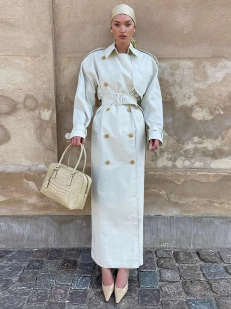 Damen Trenchcoat Baumwollmischung Lässig Lang - Norvielle