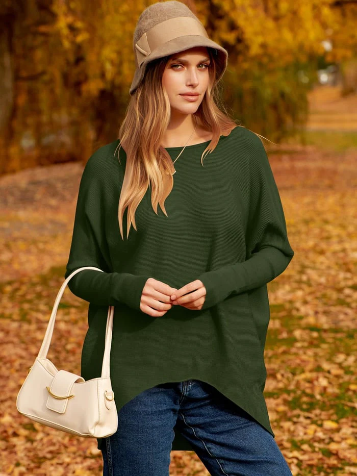 Damen Oversized Sweatshirt Weiches Wollgemisch Langarm