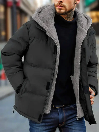 Herren Winterjacke Pufferjacke Wasserabweisend Fleece Schwarz - Norvielle