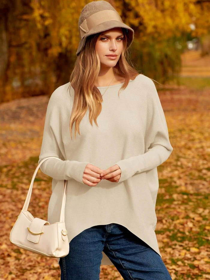 Damen Oversized Sweatshirt Weiches Wollgemisch Langarm
