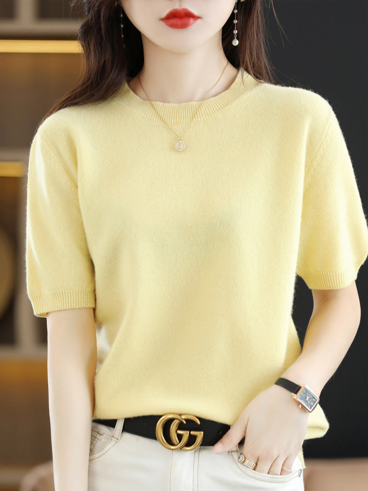 Norvielle Damen Soft-T-Shirt Rundhals Weich