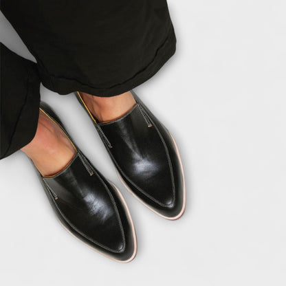 Damen Klassische Slip-On Loafer Schuhe Leder