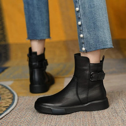 Damen Stiefeletten Mid-Ankle Höhe Leder