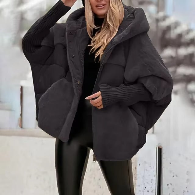 Damen Pufferjacke Oversized Stepp-Design Kapuze