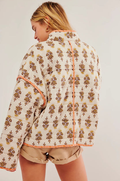 Damen Übergangsjacke mit Print und Steppung