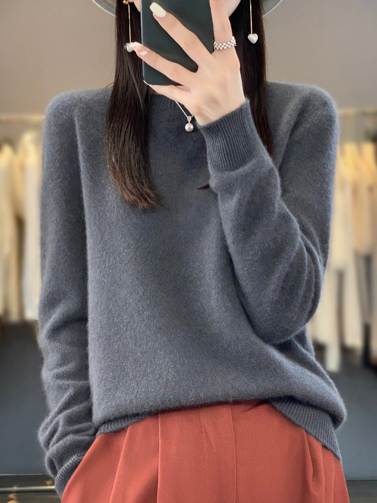 Damen Klassischer Langarm Strickpullover