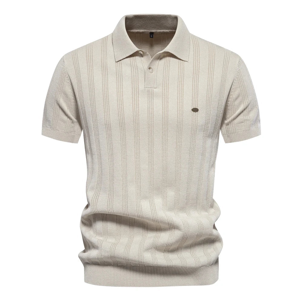 Herren Poloshirt Gestreift Baumwolle Gebreid Blau - Norvielle
