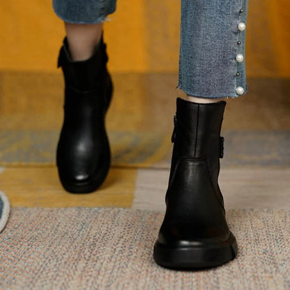 Damen Stiefeletten Mid-Ankle Höhe Leder