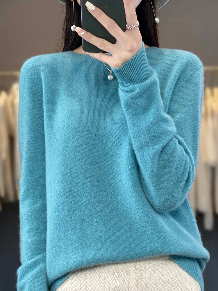 Damen Klassischer Langarm Strickpullover