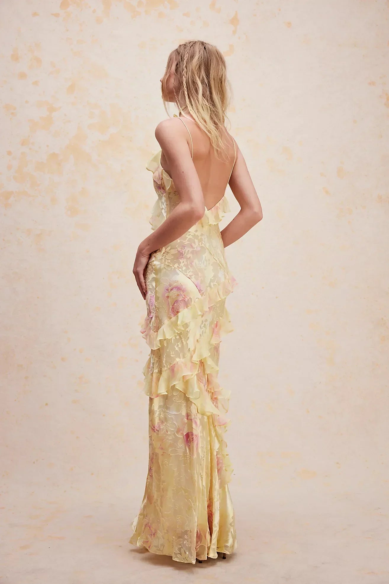 Damen Sommerkleid Rüschen Blumenmuster