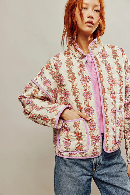 Damen Übergangsjacke mit Print und Steppung