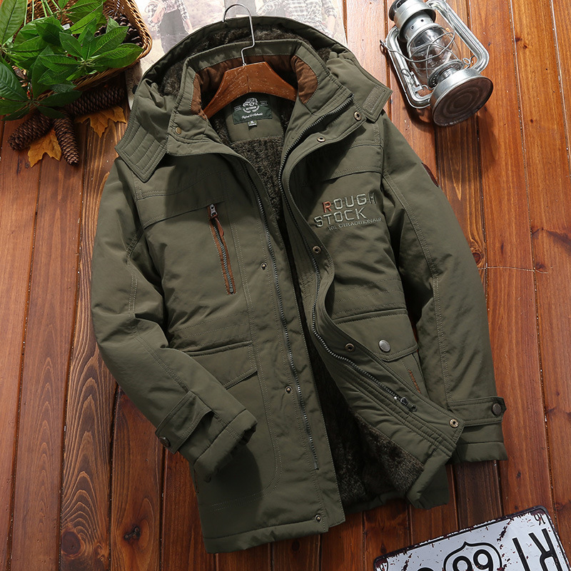Herren Winterparka Fleece Winddicht Verstellbare Kapuze