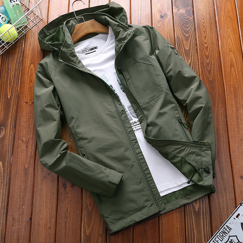 Herren Windbreaker Kapuze Leicht atmungsaktiv Schwarz - Norvielle