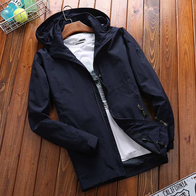 Herren Windbreaker Kapuze Leicht atmungsaktiv