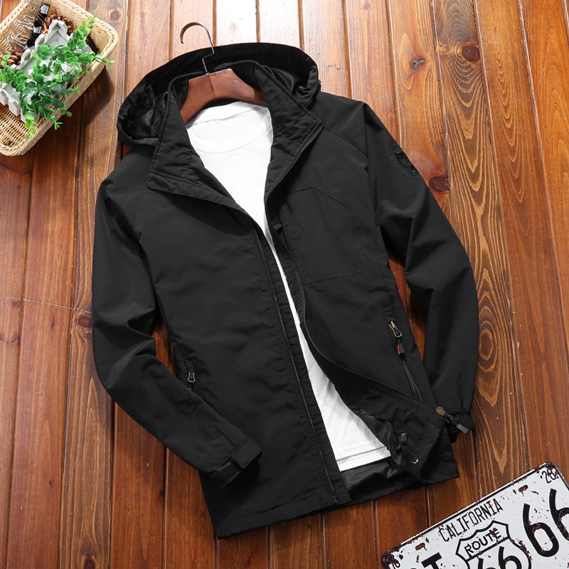 Herren Windbreaker Kapuze Leicht atmungsaktiv