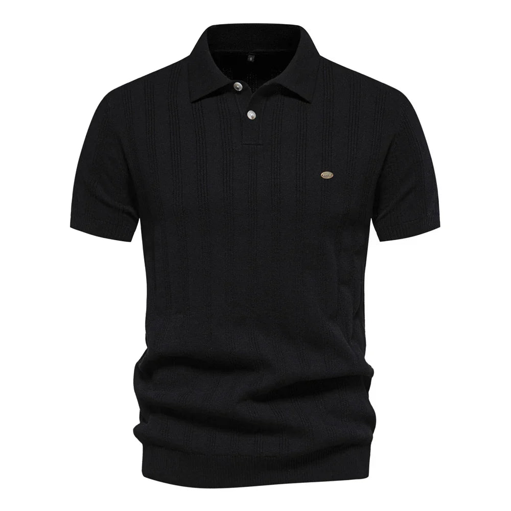 Benles Herren Poloshirt Gestrickt Streifen