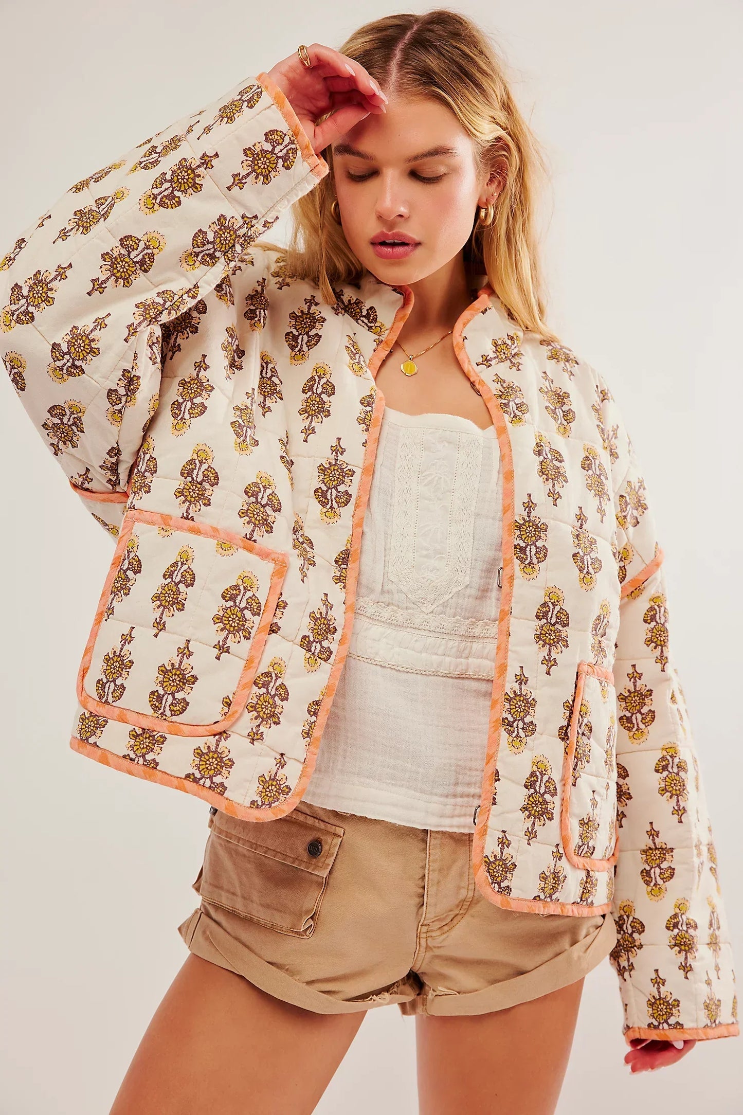 Damen Übergangsjacke mit Print und Steppung