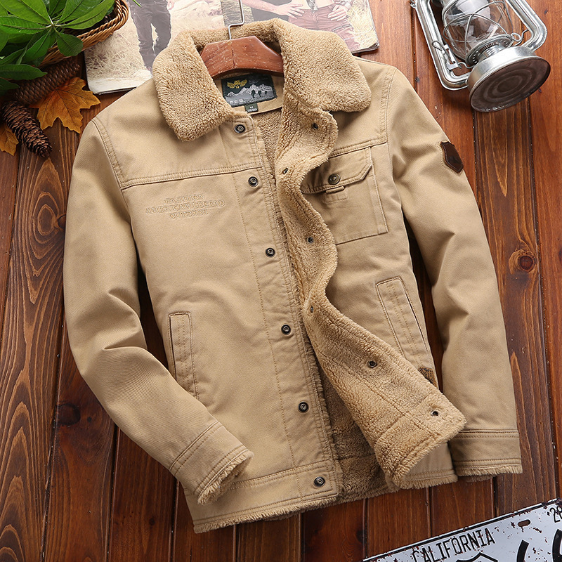 Herren Übergangsjacke Baumwollmischung Plüschfutter Dunkelblau