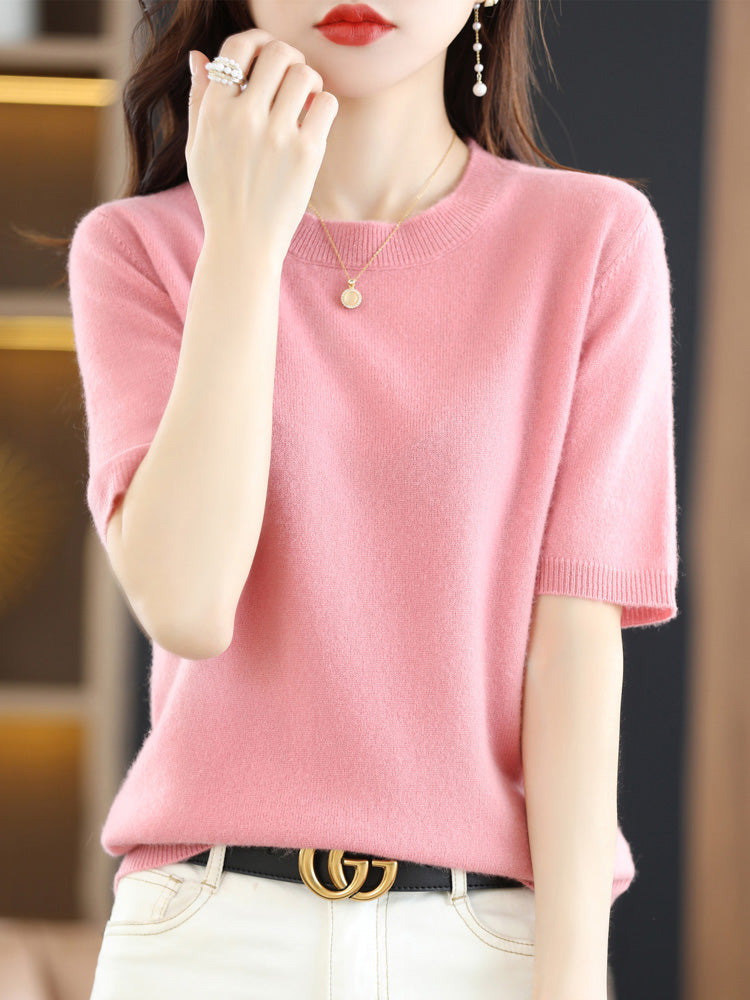 Norvielle Damen Soft-T-Shirt Rundhals Weich