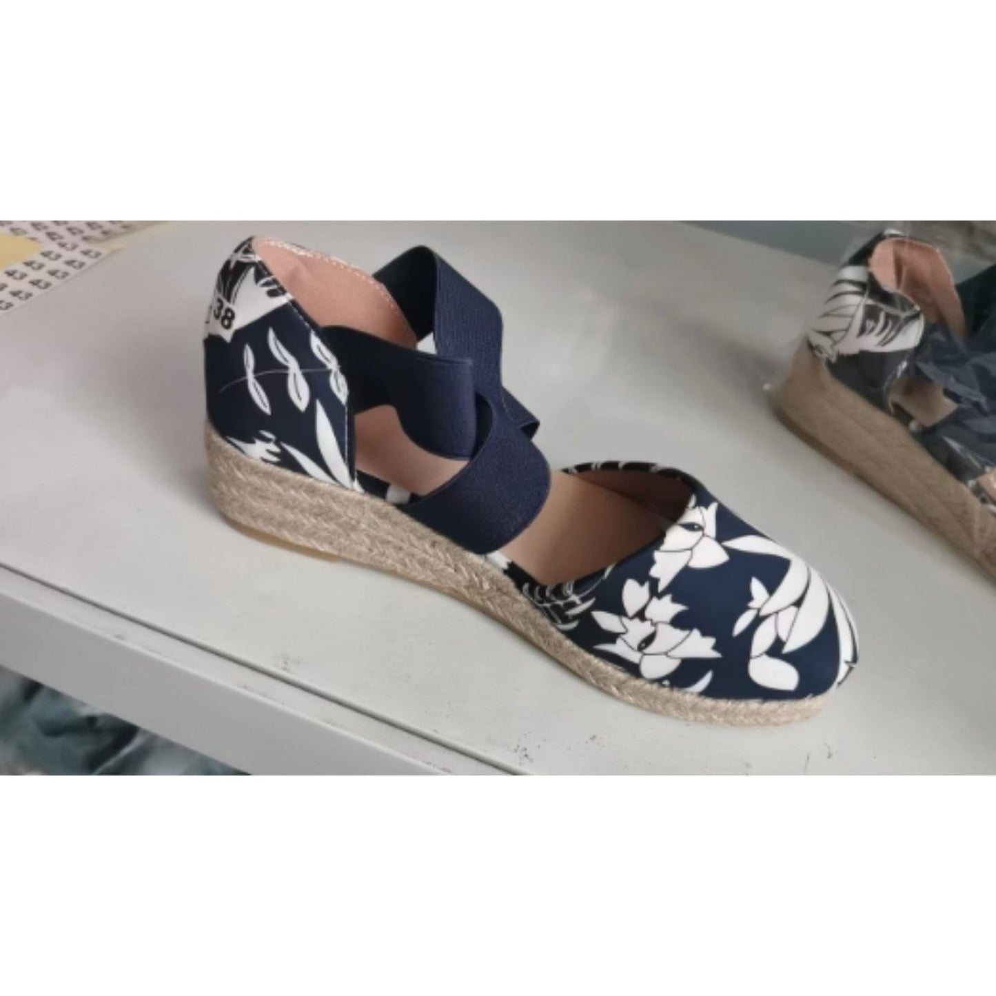 Norvielle Damen Espadrille Keilsohle Geflochtenes Seil Beige