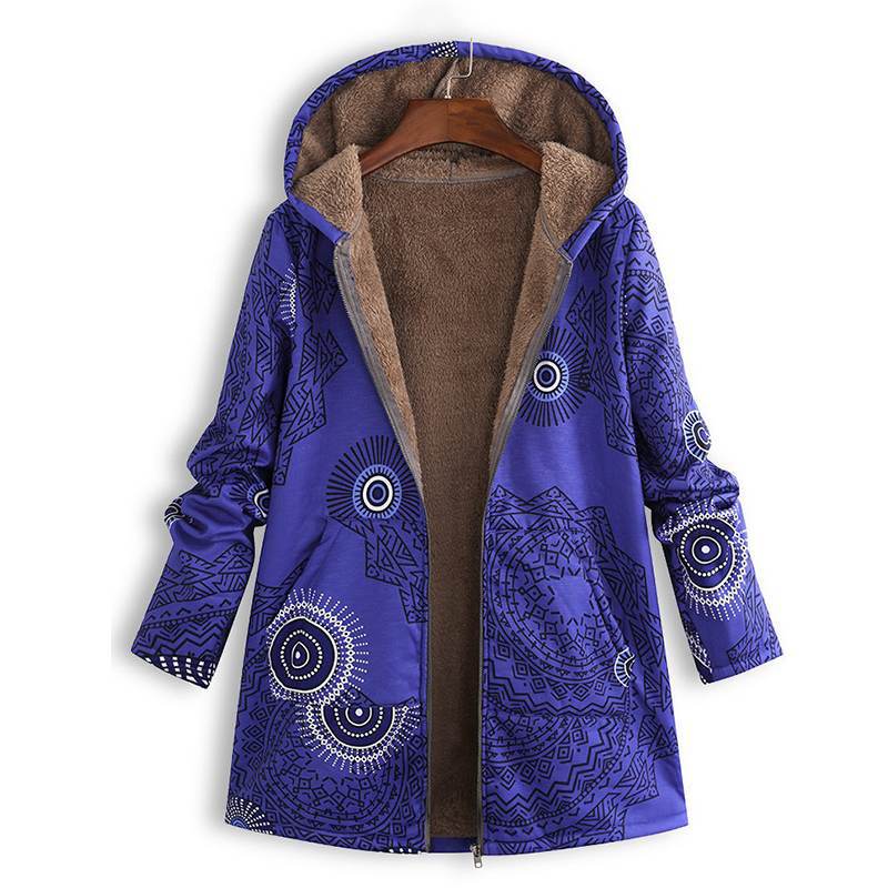 Norvielle Damen Vintage Jacke Bedruckt
