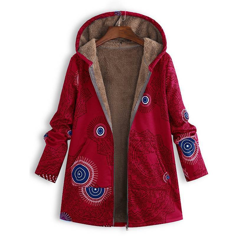 Norvielle Damen Vintage Jacke Bedruckt