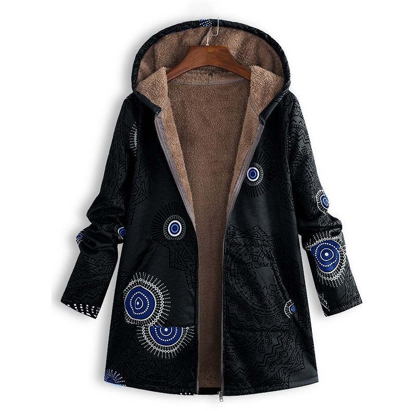Norvielle Damen Vintage Jacke Bedruckt